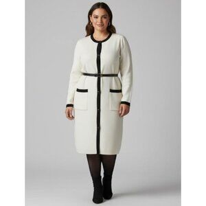 Ann Taylor Sweater Dress Cardigan Size XXL Off-White Button Front Pockets